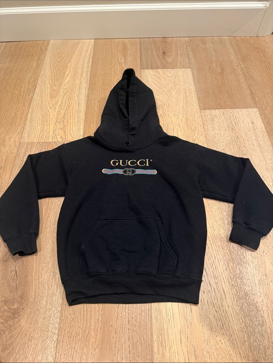 Other - Gucci Black Kids Logo Hooded Sweatshirt with Multicolor Stripe
